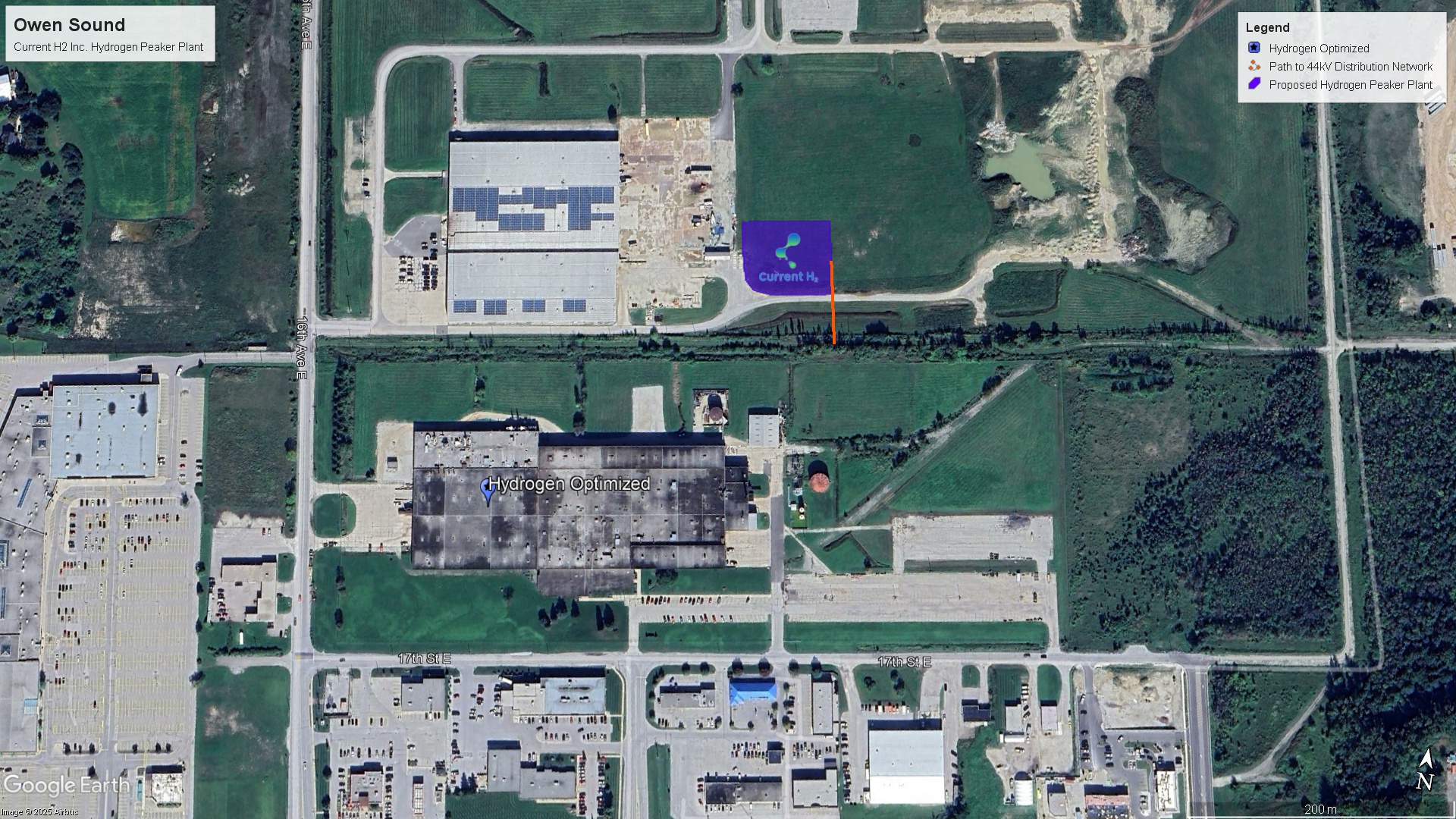 Map showing location in Owen Sound industrial park